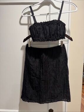 J. Crew Black Textured Two-Piece Skirt Set